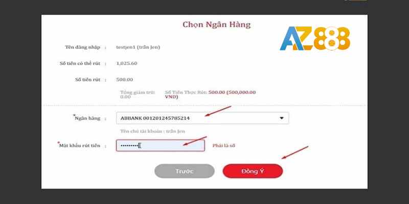 Cách rút tiền tại AZ888